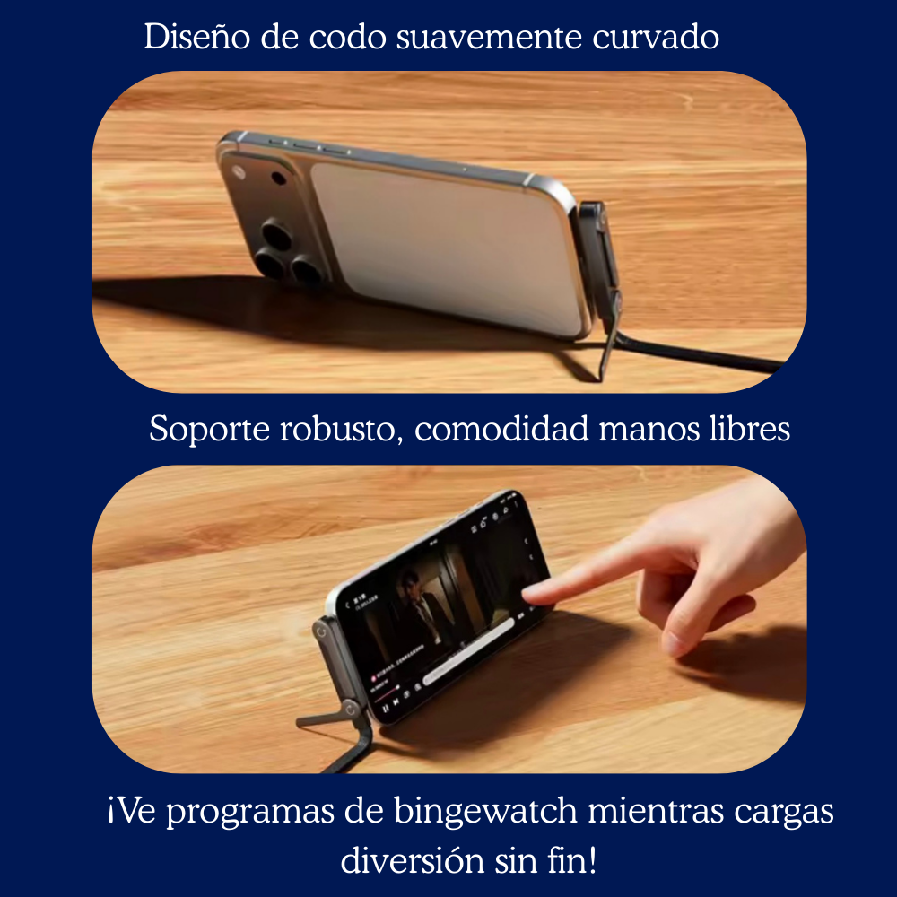 Cable 240W 2en1 con Soporte Plegable - Carga Rápida + Manos Libres